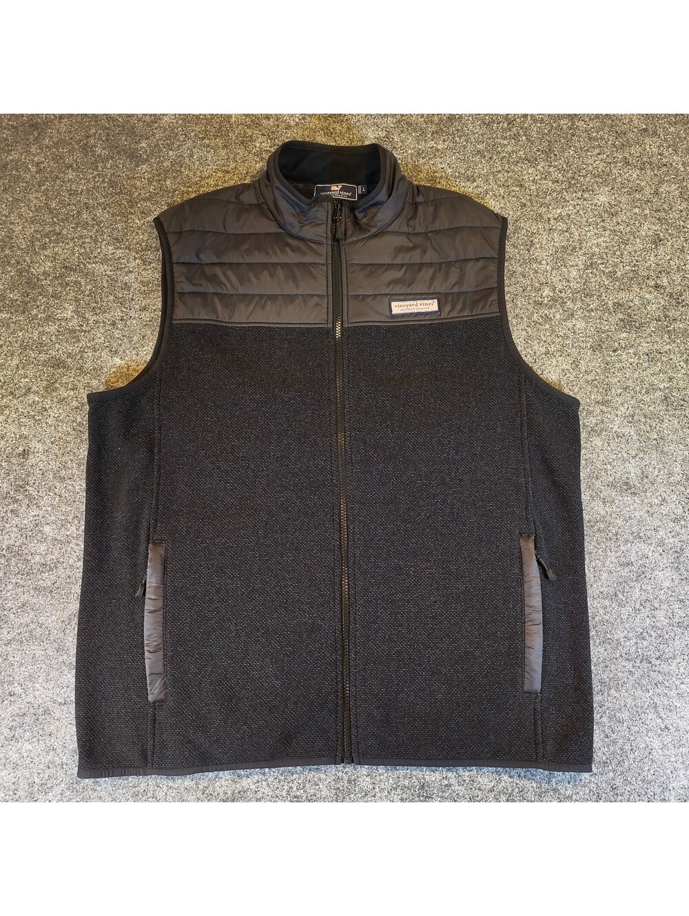 Vineyard Vines Shep & Ian Hybrid Fleece Quilted Vest Black Men's Size L